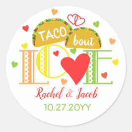 Fiesta Taco Bout Love Colorful Engagement Party Ronde Sticker