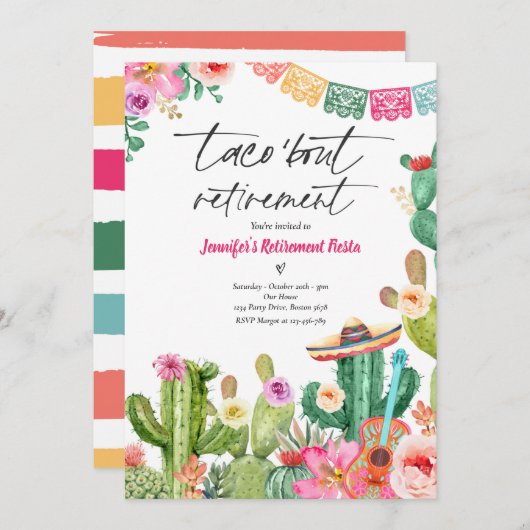 Fiesta Taco 'Bout Retirement Mexican Fiesta Party Kaart (Voorkant / Achterkant)