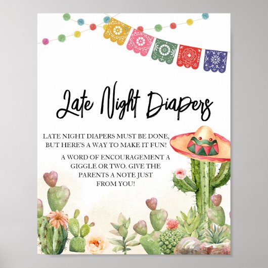 Fiesta Taco 'Over Baby shower Late Night Luiers Poster (Voorkant)