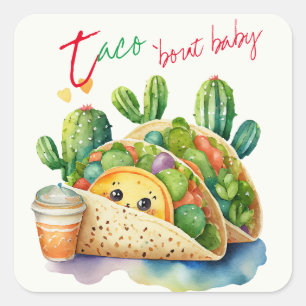 Fiesta Taco 'over Baby shower Schattige Leuk Moder Vierkante Sticker