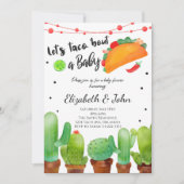 Fiesta Taco Over Baby Waterverf Cactus Uitnodigen Kaart (Voorkant)
