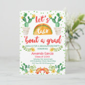 Fiesta Taco over een Afstudeerder Party Invitation Kaart (Staand voorkant)