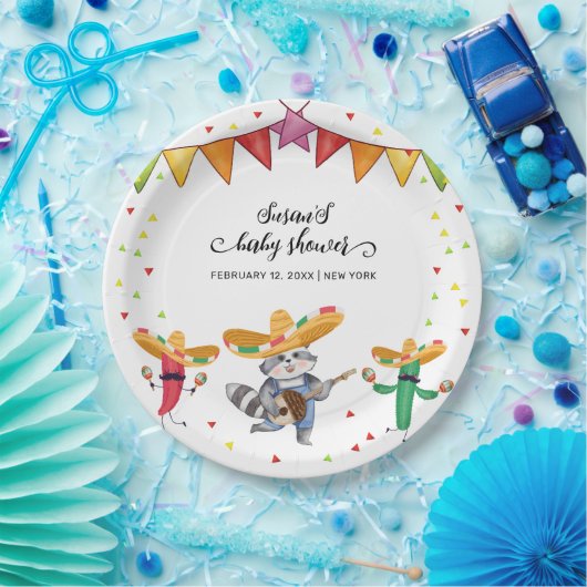 Fiesta Taco 'Over een Baby Cactus Animal Baby show Papieren Bordje (Feest)