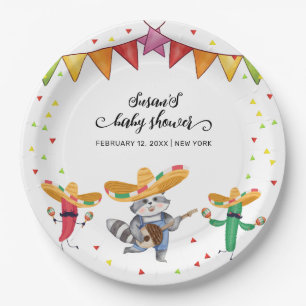 Fiesta Taco 'Over een Baby Cactus Animal Baby show Papieren Bordje