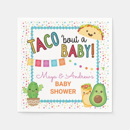 Fiesta Taco Over Een Baby shower Papieren Servet (Voorkant)