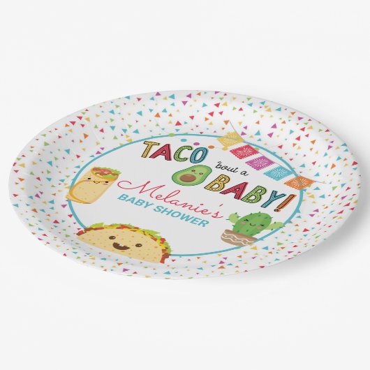 Fiesta Taco over een Baby showers papieren Bord (Gekanteld)