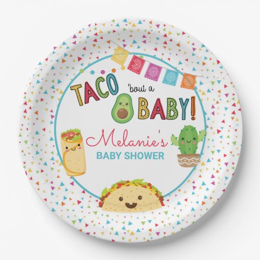 Fiesta Taco over een Baby showers papieren Bord (Voorkant)