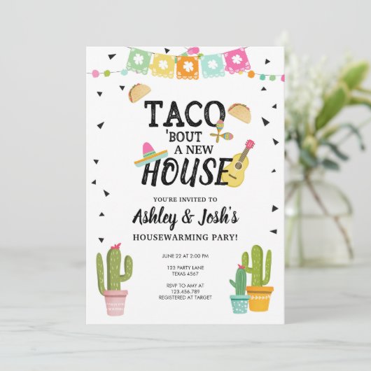 Fiesta Taco over een nieuw housewarming feestje Kaart (Staand voorkant)