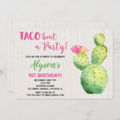 Fiesta taco over een verjaardagsuitnodiging voor m kaart (Voorkant / Achterkant)
