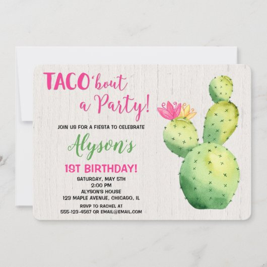 Fiesta taco over een verjaardagsuitnodiging voor m kaart (Voorkant)