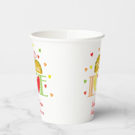 Fiesta Taco Over Liefde Kleurrijk Vrijgezellenfees Papieren Bekers (Links)