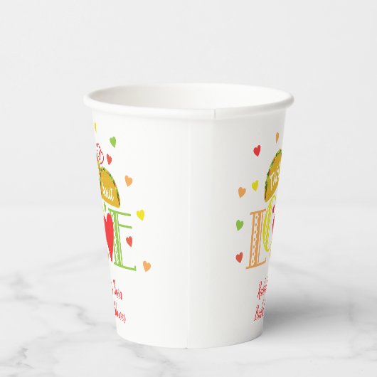 Fiesta Taco Over Liefde Kleurrijk Vrijgezellenfees Papieren Bekers (Rechts)