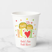 Fiesta Taco Over Liefde Kleurrijk Vrijgezellenfees Papieren Bekers (Voorkant)