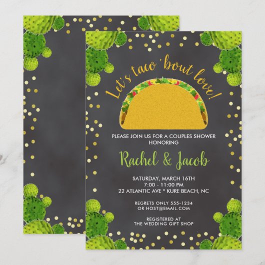 Fiesta Taco Over Liefde Koppels Trouwdouche Kaart (Voorkant / Achterkant)