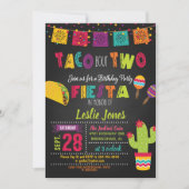 Fiesta Taco Over TWEE Verjaardag Uitnodiging (Voorkant)