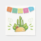Fiesta Taco Papier Servet Mexicaanse Cactus Bloeme (Voorkant)