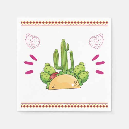 Fiesta Taco Simple Mexican Cactus Floral Servet (Voorkant)