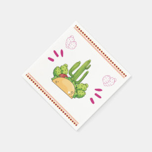 Fiesta Taco Simple Mexican Cactus Floral Servet