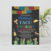 Fiesta Taco TWOsday 2nd Birthday Uitnodiging Jonge (Staand voorkant)
