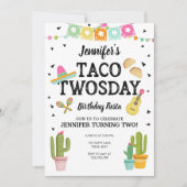 Fiesta Taco Twosday Cactus Girl 2e verjaardag Kaart (Voorkant)