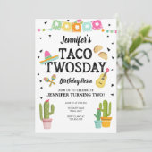 Fiesta Taco Twosday Cactus Girl 2e verjaardag Kaart (Staand voorkant)