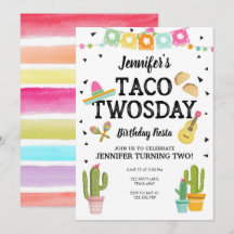 Fiesta Taco Twosday Cactus Girl 2e verjaardag
