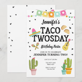 Fiesta Taco Twosday Cactus Girl 2e verjaardag Kaart