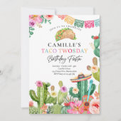 Fiesta Taco Twosday Waterverf Cactus 2e verjaardag Kaart (Voorkant)