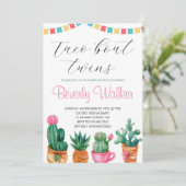 Fiesta Taco'Bout Twins Mexican Cactus Baby shower Kaart (Staand voorkant)