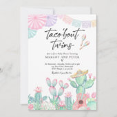 Fiesta Taco'Bout Twins Mexican Cactus Baby shower Kaart (Voorkant)