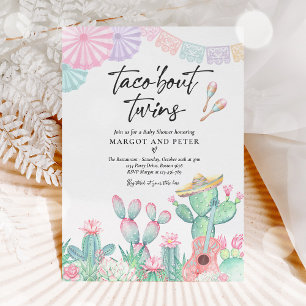 Fiesta Taco'Bout Twins Mexican Cactus Baby shower Kaart
