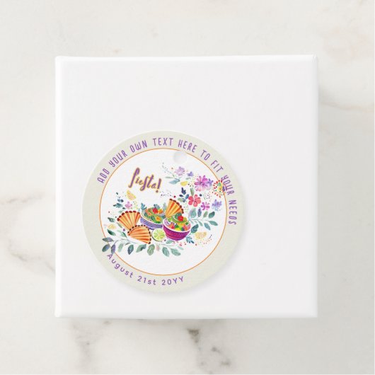 FIESTA Tacos Guacamole Folkart Bloemen Aangepast Bedankjes Labels (In situ)