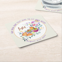 FIESTA Tacos Guacamole Folkart Bloemen Custom Kartonnen Onderzetters