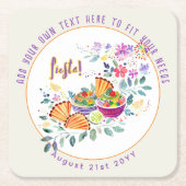 FIESTA Tacos Guacamole Folkart Bloemen Custom Kartonnen Onderzetters (Voorkant)