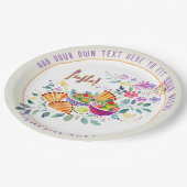 FIESTA Tacos Guacamole Folkart Bloemen Custom Papieren Bordje (Gekanteld)