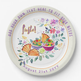 FIESTA Tacos Guacamole Folkart Bloemen Custom Papieren Bordje
