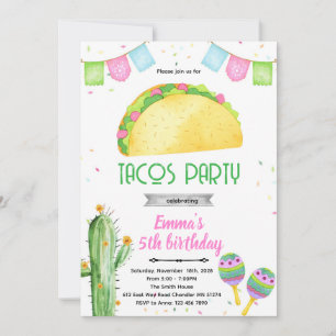 Fiesta taco's meisje thema uitnodiging 