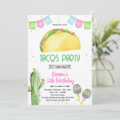 Fiesta taco's meisje thema uitnodiging (Staand voorkant)