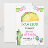 Fiesta taco's meisje thema uitnodiging (Voorkant / Achterkant)
