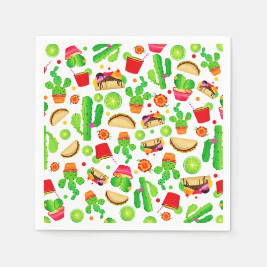 Fiesta Tacos Taco Dinsdag Kleurrijke Cinco de Mayo Servet (Voorkant)
