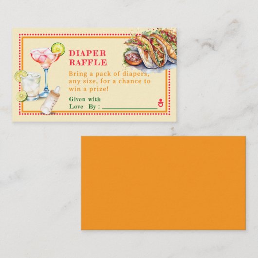 Fiesta Tacos Tequila Baby shower Luier Raffle Informatiekaartje (Voorkant / Achterkant)