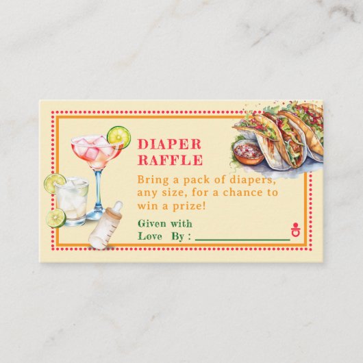 Fiesta Tacos Tequila Baby shower Luier Raffle Informatiekaartje (Voorkant)