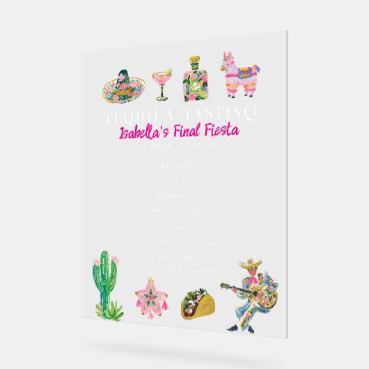 Fiesta Tequila Proeverij Acryl Menu Bord (Hoek)