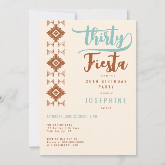 Fiesta Terracotta Desert Print 30e verjaardag Kaart (Voorkant)