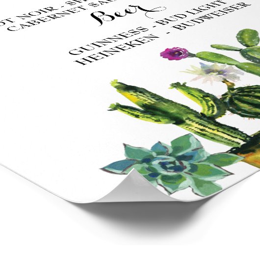 Fiesta The Bar Party Cactus Bord Engagement Feest Poster (Hoek)