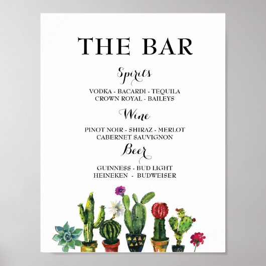 Fiesta The Bar Party Cactus Bord Engagement Feest Poster (Voorkant)