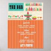 Fiesta The Bar Party Sign Weddenschappen Reception Poster (Voorkant)