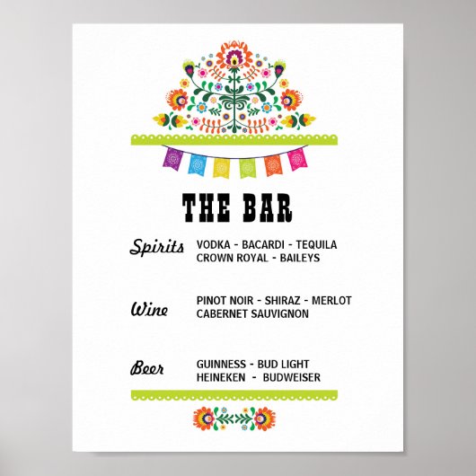 Fiesta The Bar Party Verloving Sign Shower Poster (Voorkant)