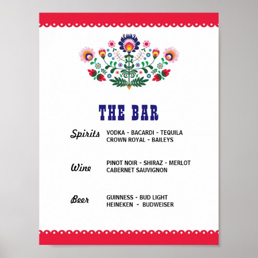Fiesta The Bar Party Verloving Sign Shower Poster (Voorkant)