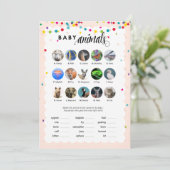 Fiesta thema baby shower spel baby dieren programmakaart (Staand voorkant)